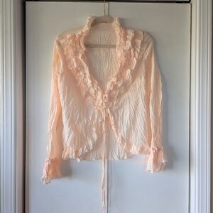 Vintage Soft Peach Ruffle Blouse
